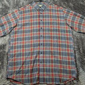 L.L. Bean Plaid Button-Up Flannel Shirt 100% Cotton Long Sleeve Mens size L-Tall